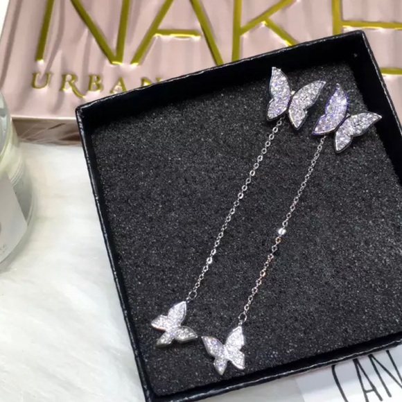 Crystal Butterfly Drop Earrings - Picture 4 of 5